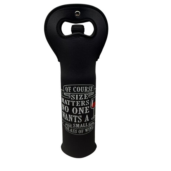 Made Easy Kit “Of Course Size Matters” Neoprene Funny Wine Bottle Cover - Picture 2 of 3